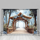 Aperturee - Aperturee Spring Floral Arch Forest Wedding Photo Backdrop